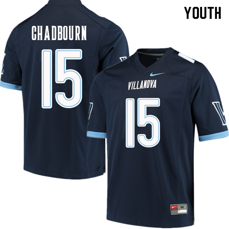 Youth #15 Brandon Chadbourn Villanova Wildcats College Football Jerseys Sale-Navy - Click Image to Close